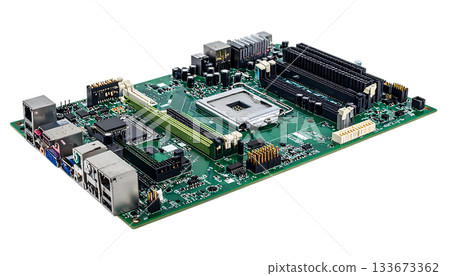 清晰的技術視覺效果突顯了電子電路板的細節 133673362