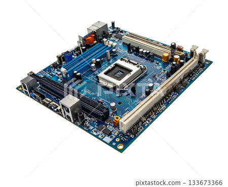 清晰的技術視覺效果突顯了電子電路板的細節 133673366