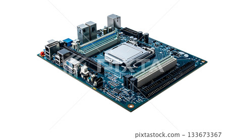 清晰的技術視覺效果突顯了電子電路板的細節 133673367