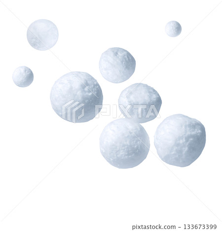 冬日景象，雪球漂浮在白色的空間中，營造出柔和的季節氛圍。 133673399