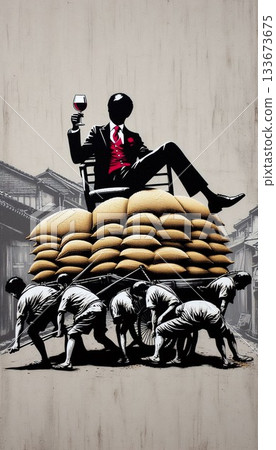 [班克斯風格] 現代米暴動：通貨膨脹與社會不平等的重負 [班克斯風格] 133673675