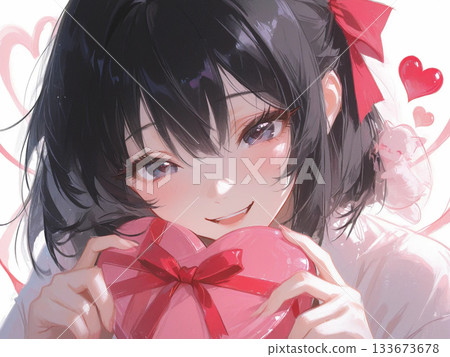 一個女孩用情人節的巧克力 133673678