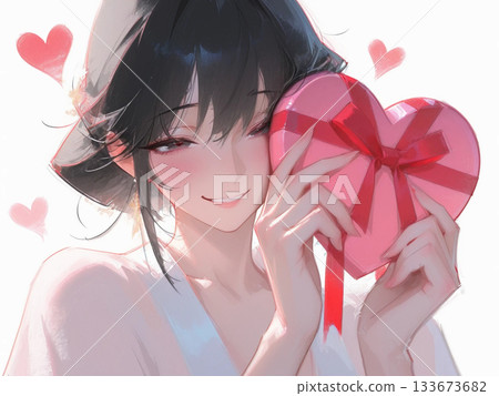 一個女孩用情人節的巧克力 一個女孩用情人節的巧克力 133673682