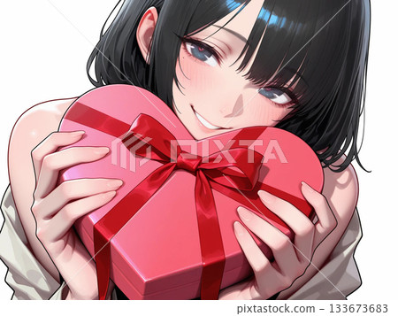 一個女孩用情人節的巧克力 133673683