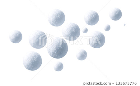 冬日景象，雪球漂浮在白色的空間中，營造出柔和的季節氛圍。 133673776