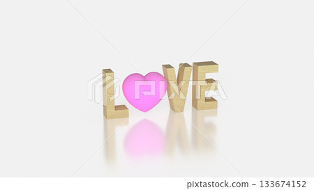 LOVE Text with Pink Heart Symbol on White Background 3d render. LOVE Text with Pink Heart Symbol on White Background 3d render. 133674152
