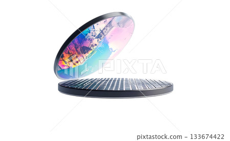 白色背景上的半導體晶圓象徵下一代技術的核心。 白色背景上的半導體晶圓象徵下一代技術的核心。 133674422