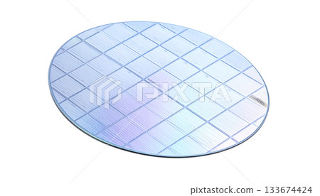 白色背景上的半導體晶圓象徵下一代技術的核心。 133674424
