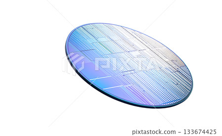白色背景上的半導體晶圓象徵下一代技術的核心。 133674425