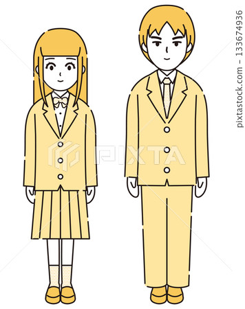 Illustration set 5 of students in uniform Illustration set 5 of students in uniform 133674936