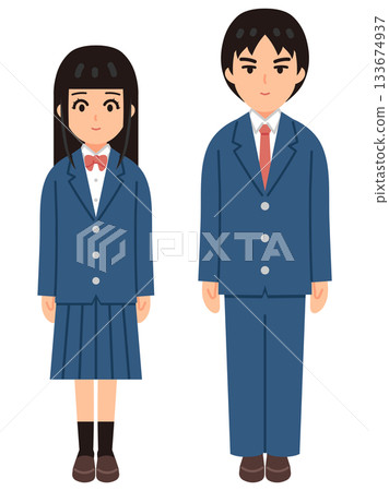 Illustration set 4 of students in uniform 133674937