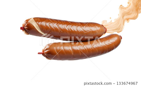 A large sausage set on a transparent background, symbolizing Oktoberfest's rich food culture and Bavarian traditions A large sausage set on a transparent background, symbolizing Oktoberfest's rich food culture and Bavarian traditions 133674967