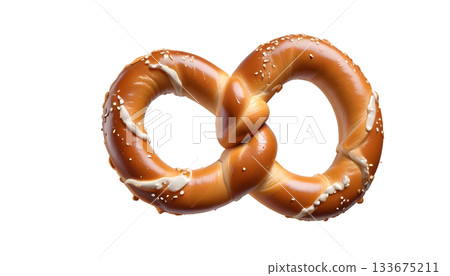 A pretzel displayed on a transparent background, representing Oktoberfest and the rich Bavarian food culture A pretzel displayed on a transparent background, representing Oktoberfest and the rich Bavarian food culture 133675211