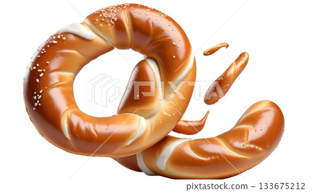 A single pretzel against a transparent backdrop, symbolizing Oktoberfest and the festive Bavarian culinary experience A single pretzel against a transparent backdrop, symbolizing Oktoberfest and the festive Bavarian culinary experience 133675212