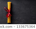 Raw Dry Spaghetti Tied in Bundle on Dark Surface Italian Cuisine Raw Dry Spaghetti Tied in Bundle on Dark Surface Italian Cuisine 133675364