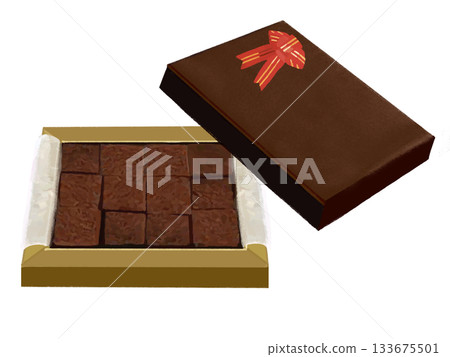 Raw chocolate (boxed) with outer box and ribbon Raw chocolate (boxed) with outer box and ribbon 133675501