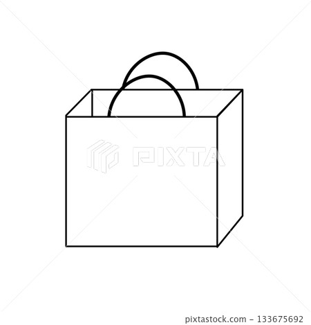 Paper bag illustration, simple, front, handbag, black, square 133675692
