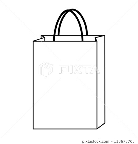 Paper bag illustration, simple, front, handbag, black, vertical 133675703