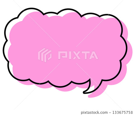 A simple speech bubble with misaligned lines, a long, thin cloud shape A simple speech bubble with misaligned lines, a long, thin cloud shape 133675758
