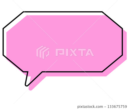 A simple, misaligned speech bubble in a long, octagonal shape A simple, misaligned speech bubble in a long, octagonal shape 133675759