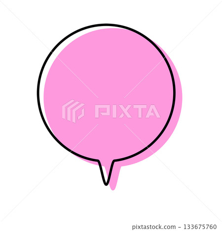 A simple speech bubble with misaligned lines, pointing downward in a circular shape A simple speech bubble with misaligned lines, pointing downward in a circular shape 133675760