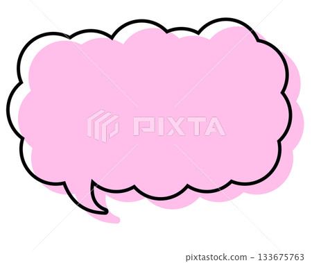 A simple speech bubble with misaligned lines, a long, thin cloud shape A simple speech bubble with misaligned lines, a long, thin cloud shape 133675763