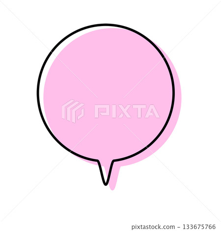 A simple speech bubble with misaligned lines, pointing downward in a circular shape A simple speech bubble with misaligned lines, pointing downward in a circular shape 133675766