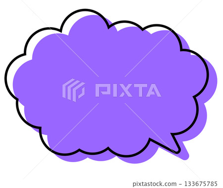 A simple speech bubble with misaligned lines and a rounded cloud shape 133675785