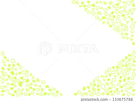 Heart pattern background Yellow-green 3-color border and solid color heart 133675788