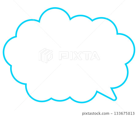 Simple colored line speech bubble with rounded cloud shape Simple colored line speech bubble with rounded cloud shape 133675813