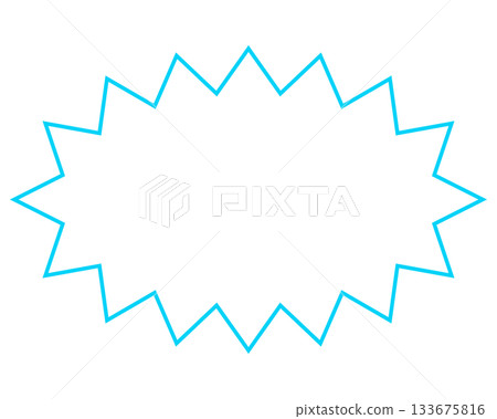 Simple colored line speech bubble with a long, jagged shape Simple colored line speech bubble with a long, jagged shape 133675816
