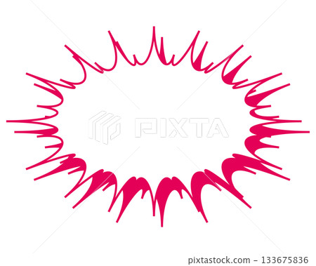 Simple colored line speech bubble with a long, jagged shape 133675836