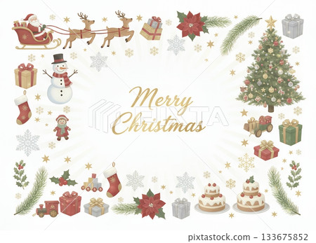 Sparkling Christmas fantasy background: Santa Claus and winter event materials 133675852