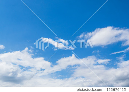 Late summer sky: Clear blue afternoon sky and clouds 12 133676435