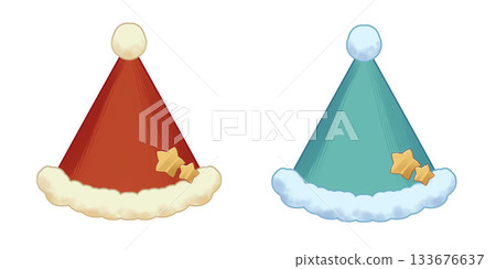 Red and blue Christmas party hats 133676637