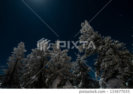 長野縣志賀高原橫手山頂的繁星點點的夜空 133677035