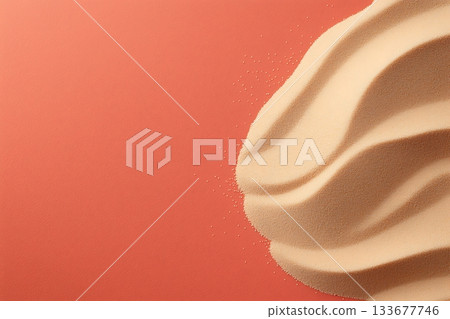 Soft Creamy Texture on a Warm Coral Background Ideal for Food or Cosmetic Themes 133677746