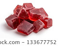Red Gelatin Cubes Piled on White Background for Food and Dessert Photography Red Gelatin Cubes Piled on White Background for Food and Dessert Photography 133677752