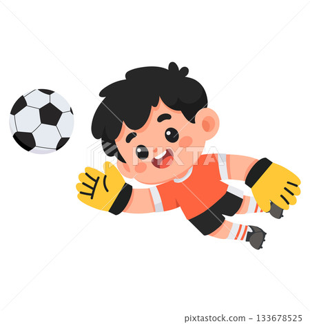 Cartoon Goalie Catching Soccer Ball Illustration Cartoon Goalie Catching Soccer Ball Illustration 133678525