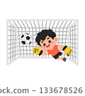 Illustration of Boy Playing Soccer Goalie 133678526