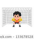 Illustration of a Goalie in Front of Net 133678528