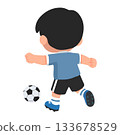 Illustration of Boy Kicking Soccer Ball 133678529