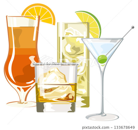 Illustrations of various cocktails Illustrations of various cocktails 133678649