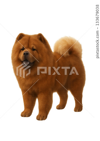 Realistic Chow Chow full-body illustration with transparent background pet material 133679038