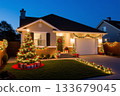 Christmas decoration of a private house 133679045