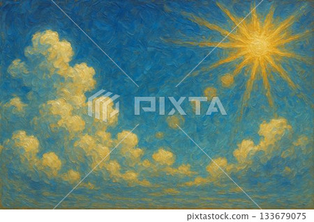 Sunny blue sky image oil painting 133679075