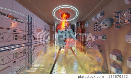 Scenery inside the spacecraft 133679222