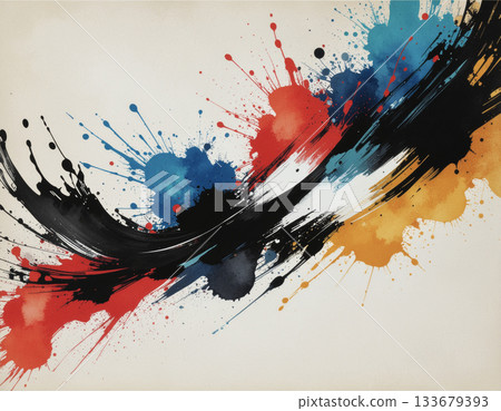 抽象的日式現代背景，邊緣點綴著墨跡——動感而優雅的視覺效果，在商業環境中脫穎而出。 133679393