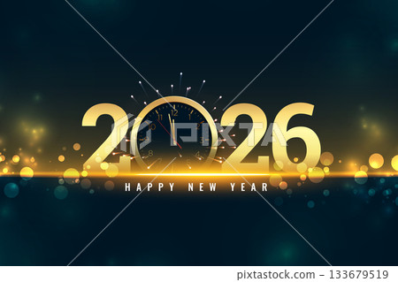 2026 new year clock template with firework bursting and glitter effect 2026 new year clock template with firework bursting and glitter effect 133679519
