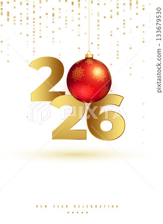 2026 new year greeting poster with hanging ball 2026 new year greeting poster with hanging ball 133679530